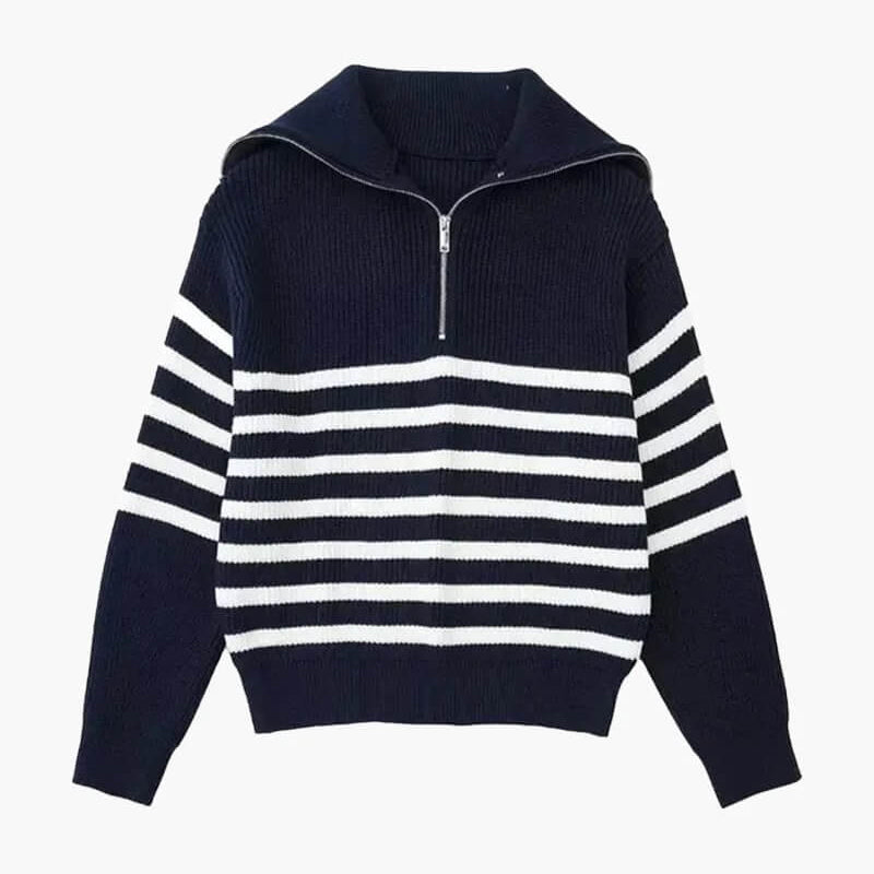 Striped Zip Up Sweater