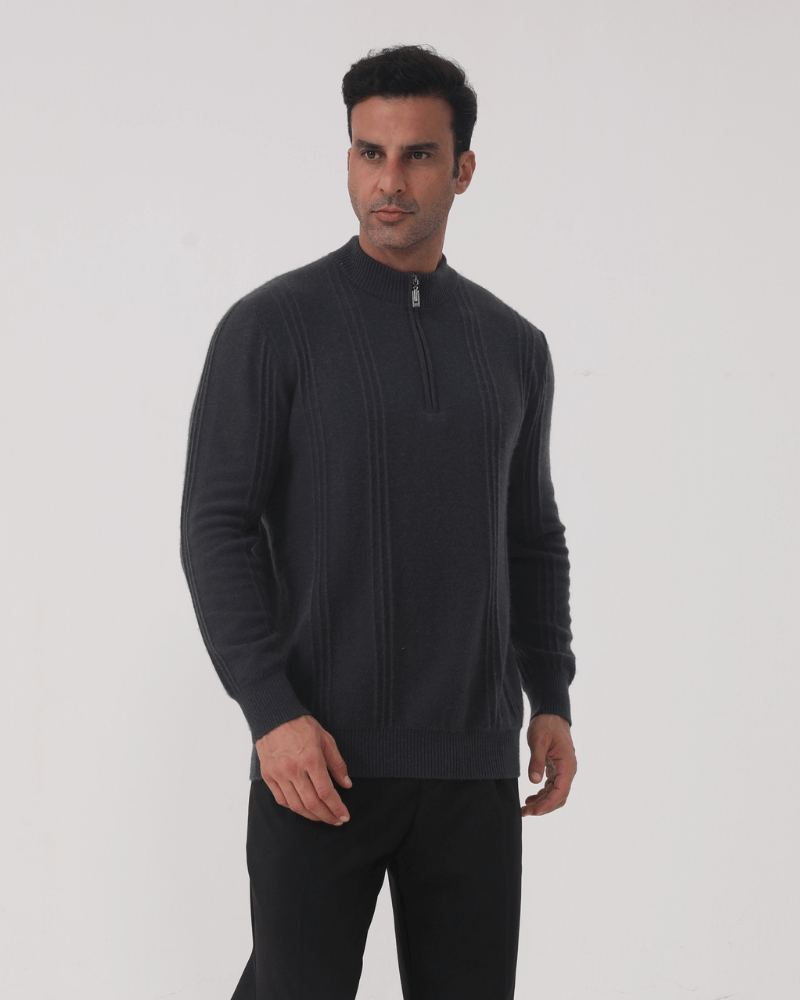 100% Cashmere Ribbed Half Zip